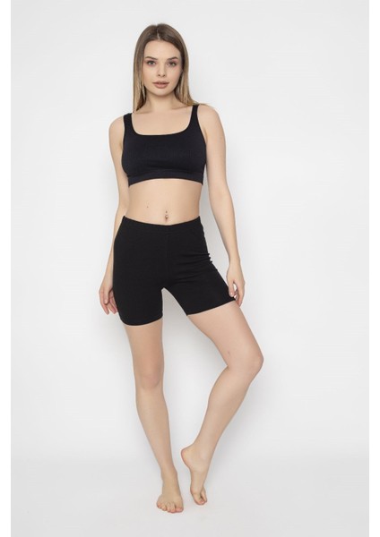 Kadın Siyah Kısa Tayt ONL-02206