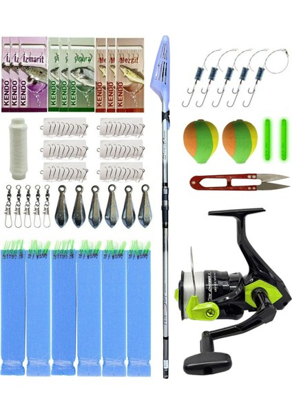 Yekoutdoor Okuma Surf Kamışı Olta Seti Okuma Wave Power Tele Surf 4.20 cm 100-200 gr 5 Parça Surf Kamışı&okuma Fin Chaser x FNX-60NG Neon Green 1bb Olta Makinesi