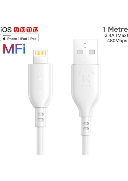 Kuulaa 1m Mfı Sertifikalı Iphone USB Şarj KABLOSU-(5775) - M955R768-K55955 fiyatları