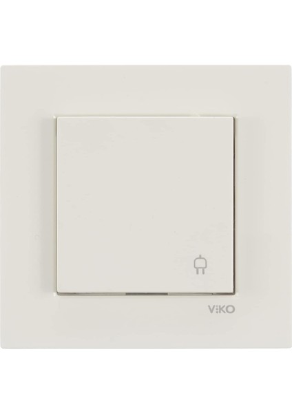 Karre Krem Çocuk Korumalı Kapakli Topraklı Priz