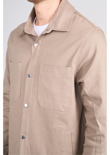 2276 Erkek Uzun Kol Cepli Regular Overshirt Gömlek Vizon fırsatları