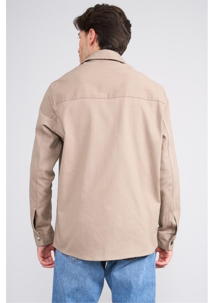 2276 Erkek Uzun Kol Cepli Regular Overshirt Gömlek Vizon indirimleri