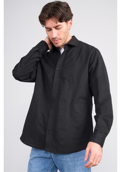 2439 Erkek Uzun Kol Regular Gömlek Siyah fiyatları