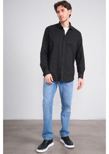 2439 Erkek Uzun Kol Regular Gömlek Siyah modelleri