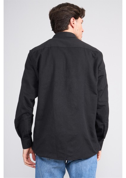 2439 Erkek Uzun Kol Regular Gömlek Siyah indirimleri