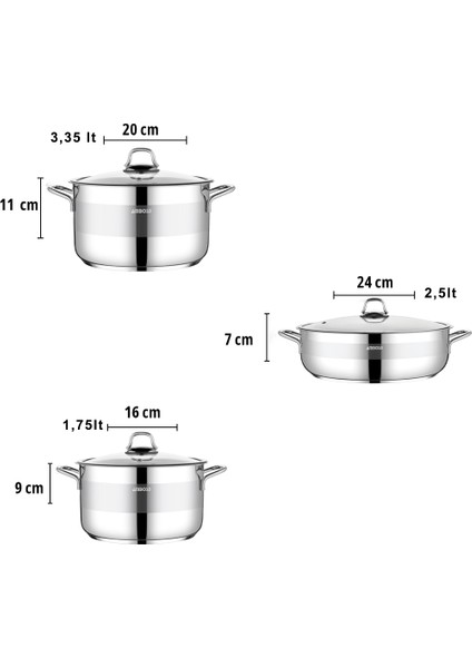 Valeria 6 Parça Tüm Ocaklara Uyumlu Paslanmaz Çelik Tencere Tava Seti fırsatları