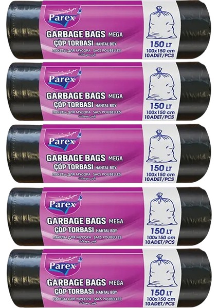 Professional 10'lu Çöp Torbası Hantal Boy 100 x 150 cm Beşli Paket