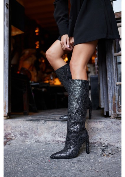 Giallo Kadın Nude Yılan Ithal Malzeme Topuklu Çizme