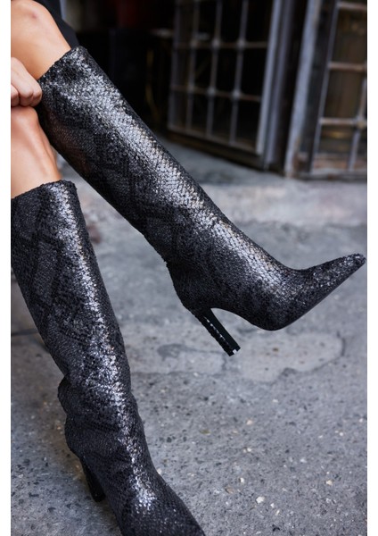 Giallo Kadın Nude Yılan Ithal Malzeme Topuklu Çizme fırsatları