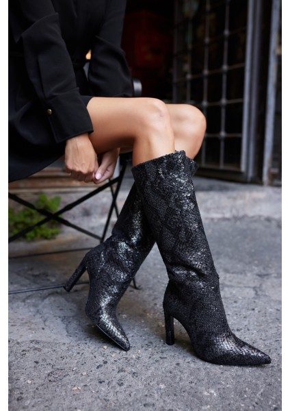 Giallo Kadın Nude Yılan Ithal Malzeme Topuklu Çizme