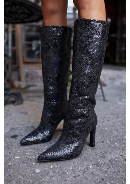 Giallo Kadın Nude Yılan Ithal Malzeme Topuklu Çizme