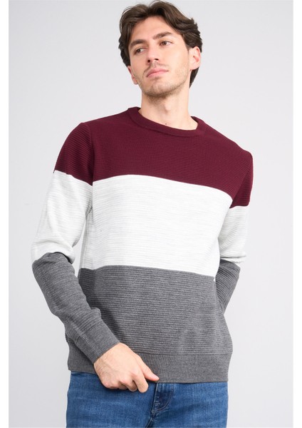 Çetinkaya Mentality 5258 Erkek Bisiklet Yaka Bloklu 1/18 Akrilik Triko Bordo fiyatları