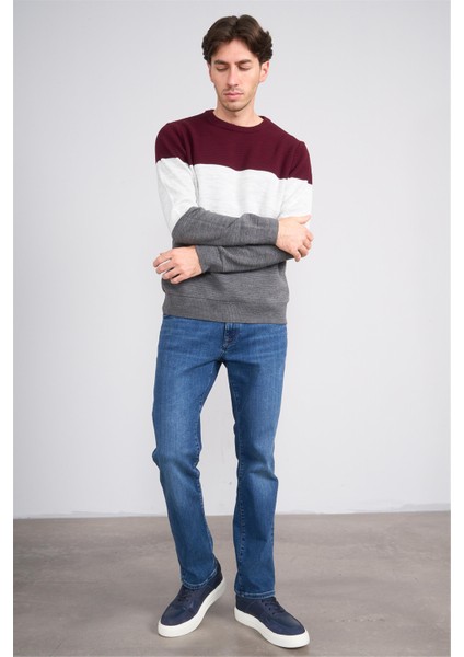 Çetinkaya Mentality 5258 Erkek Bisiklet Yaka Bloklu 1/18 Akrilik Triko Bordo indirimleri