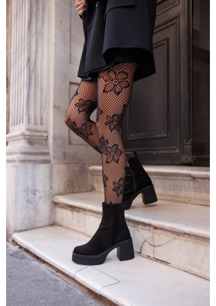 Bacio Kadın Siyah Gercek Deri Platform Topuklu Bot fiyatları