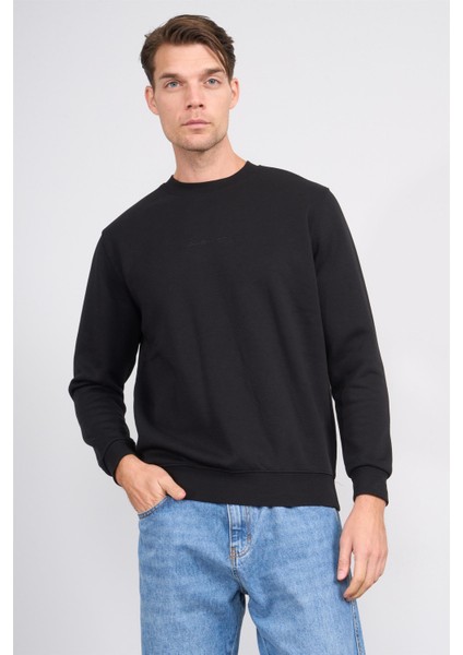 Mareteks 9507 Js Sıyah Erkek 0 Yaka Enj Baskı 3 Iplık Sweatshırt