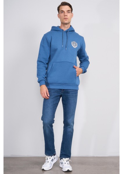 Çetinkaya Chester Polo 4227 3 Iplik Kapüşonlu Baskılı Indigo Sweatshirt fiyatları