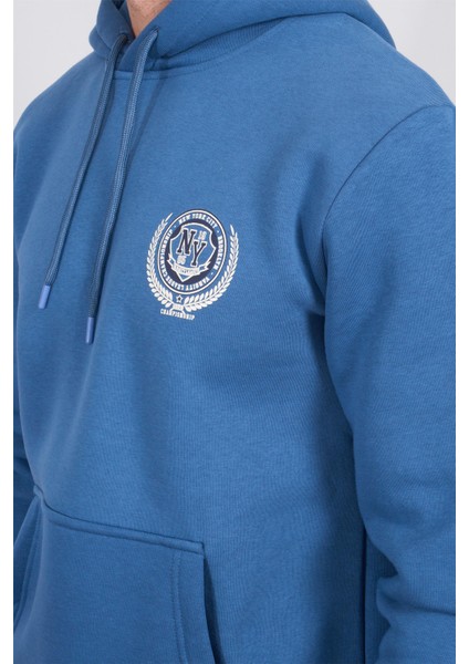 Çetinkaya Chester Polo 4227 3 Iplik Kapüşonlu Baskılı Indigo Sweatshirt modelleri