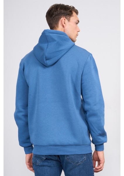 Çetinkaya Chester Polo 4227 3 Iplik Kapüşonlu Baskılı Indigo Sweatshirt fırsatları