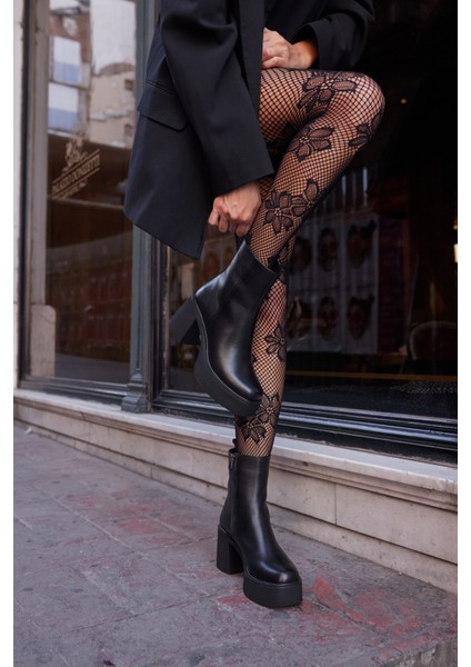 Bacio Kadın Siyah Gercek Deri Platform Topuklu Bot fiyatları