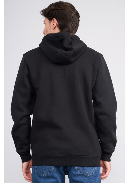Çetinkaya Mentality 3034 Erkek 3 Iplik Kapüşonlu Fermuarlı Sweatshirt Siyah indirimleri