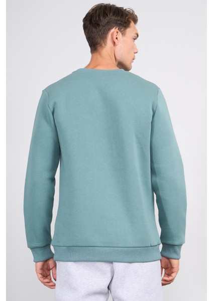 Çetinkaya Mentality 3970 3 Iplik Bisiklet Yaka Baskılı Mavi Yeşil Sweatshirt fırsatları