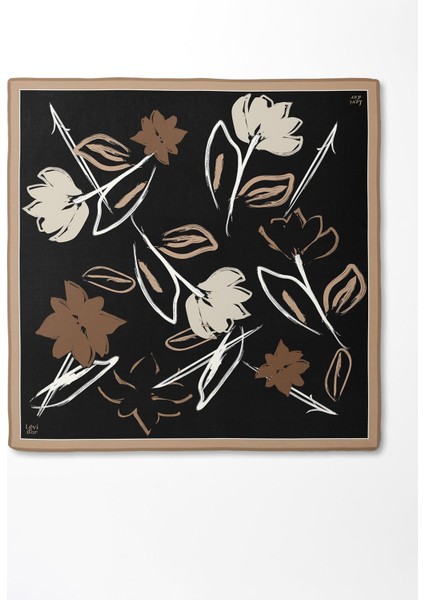 A.kahve Çiçek Desen Twill Ipek Eşarp fırsatları