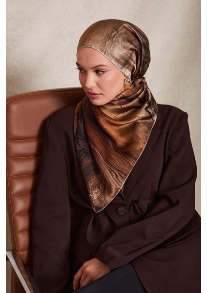 Vizon Karmaşık Desen Twill Ipek Eşarp modelleri