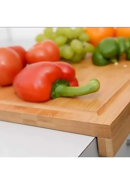 Tezgah Üstü Büyük Boy Bambu Kesme Tahtası – 45×35 cm Kaymaz, Kenarlı, Antibakteriyel ve Hijyenik Ahşap Ekmek ve Sebze Doğrama Panosu, Sağlam ve Dayanıklı Mutfak Kesim Tepsisi modelleri