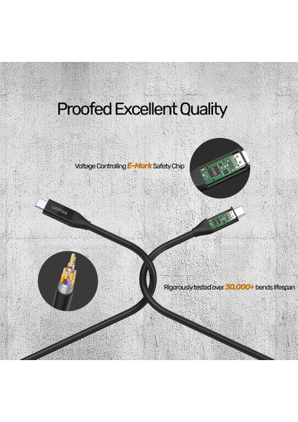 Unıtek Usb4 Thunderbolt Kablo 0.8MT(C14100BK-0.8M)