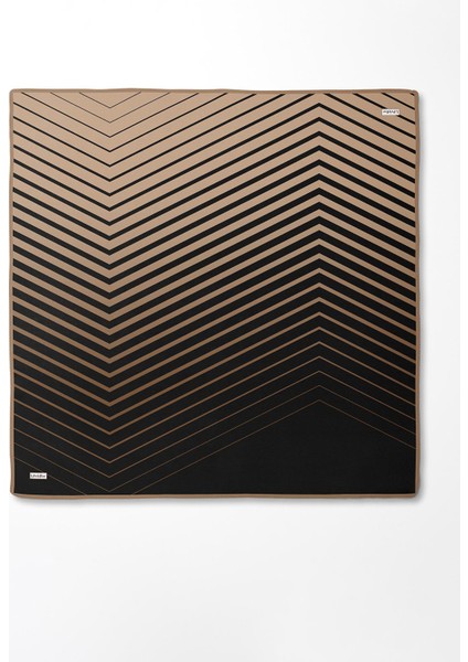 Camel Şerit Desenli Twill Ipek Eşarp fırsatları