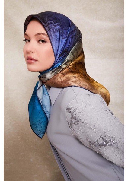 Kahve-Gold Karmaşık Desen Twill Ipek Eşarp fiyatları