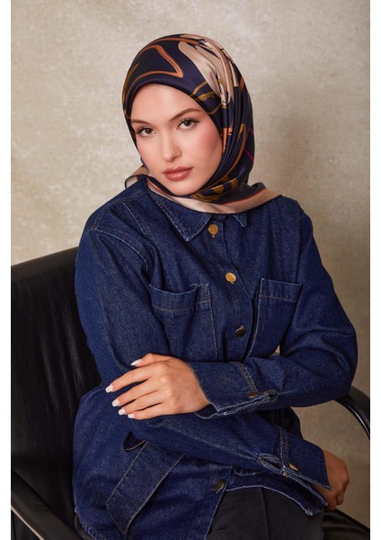 Vizon Çiçek Desen Twill Ipek Eşarp fiyatları