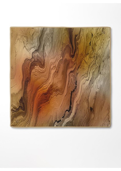 Turuncu Karmaşık Desen Twill Ipek Eşarp fırsatları