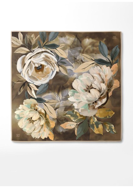 A.kahve Çiçek Desenli Twill Ipek Eşarp fırsatları