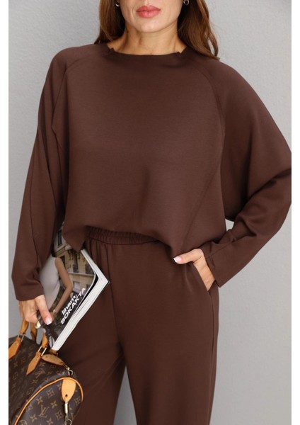 Kahve Ters Dikiş Bluz Pantolon Takım fırsatları