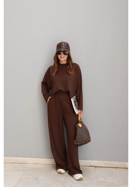 Kahve Ters Dikiş Bluz Pantolon Takım indirimleri