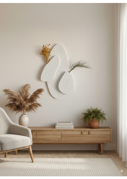 Iskandinav 3 Boyutlu Beton Görünümlü Duvar Dekoru/bohem 2'li Duvar Vazolu Dekor fiyatları