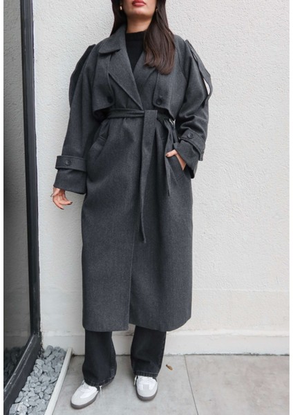 Apolet Detay Kuşaklı Uzun Kaban modelleri