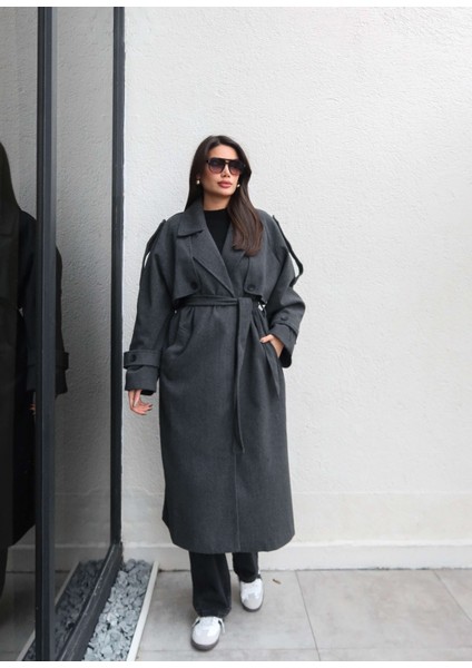 Apolet Detay Kuşaklı Uzun Kaban fırsatları