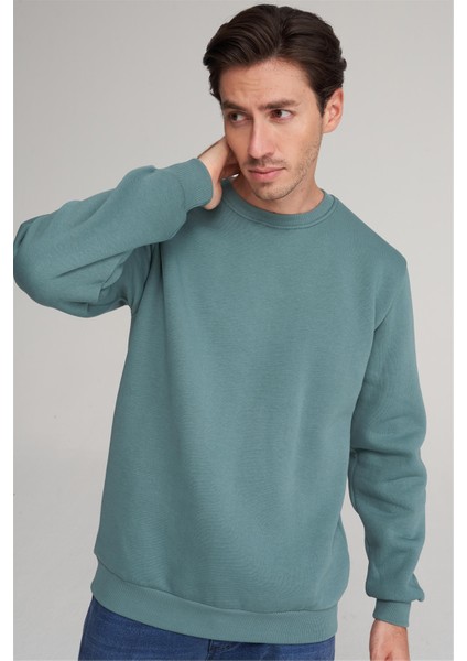 Çetinkaya Mentality 3036 3 Ip Bisiklet Yaka Maviyeşil Sweatshirt