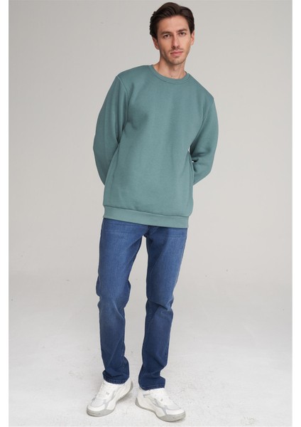 Çetinkaya Mentality 3036 3 Ip Bisiklet Yaka Maviyeşil Sweatshirt fiyatları