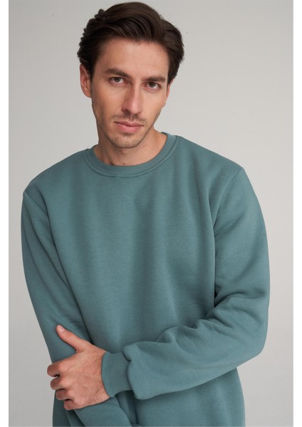 Çetinkaya Mentality 3036 3 Ip Bisiklet Yaka Maviyeşil Sweatshirt modelleri