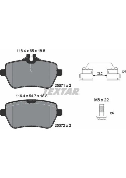 2507101 Arka Fren Balatasi A0004202805 A0064207220 A0084203420