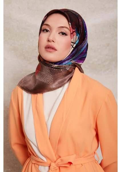 Kahve Karmaşık Desen Twill Ipek Eşarp fiyatları