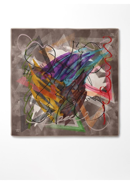 Kahve Karmaşık Desen Twill Ipek Eşarp fırsatları