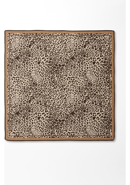 Camel Leopar Desen Twill Ipek Eşarp fırsatları