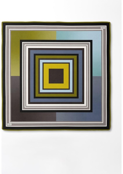 Turkuaz Kare Desen Twill Ipek Eşarp fırsatları