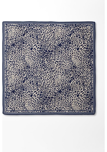 Indigo Leopar Desen Twill Ipek Eşarp fırsatları