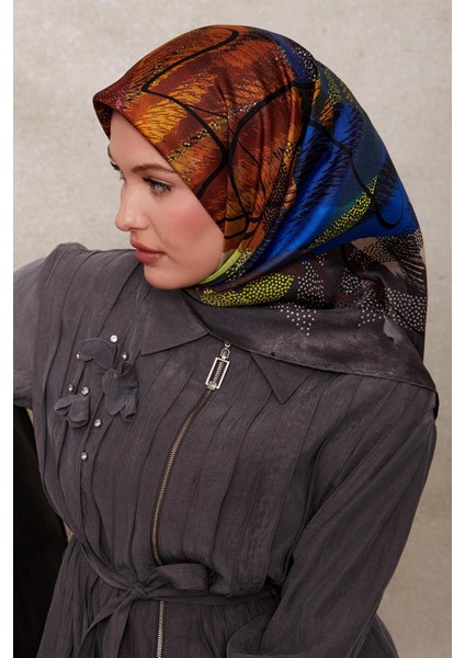 Füme Karmaşık Desen Twill Ipek Eşarp fiyatları