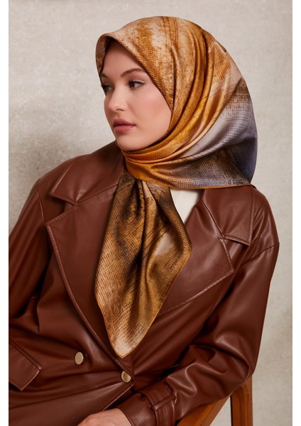 Lila Desenli Twill Ipek Eşarp modelleri